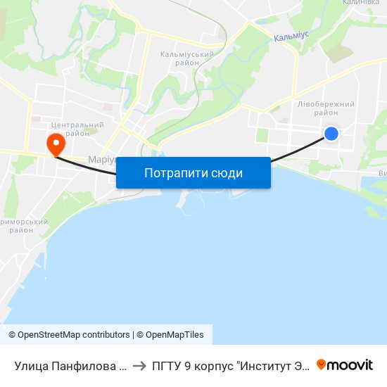 Улица Панфилова (Вулиця Панфілова) to ПГТУ 9 корпус "Институт Экономики и Менеджмента" map