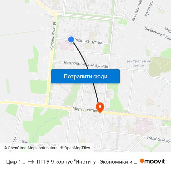 Цмр 17-18 to ПГТУ 9 корпус "Институт Экономики и Менеджмента" map