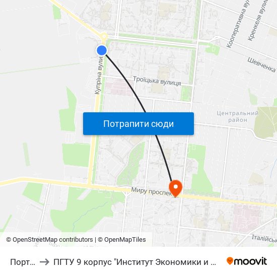 Портcity to ПГТУ 9 корпус "Институт Экономики и Менеджмента" map