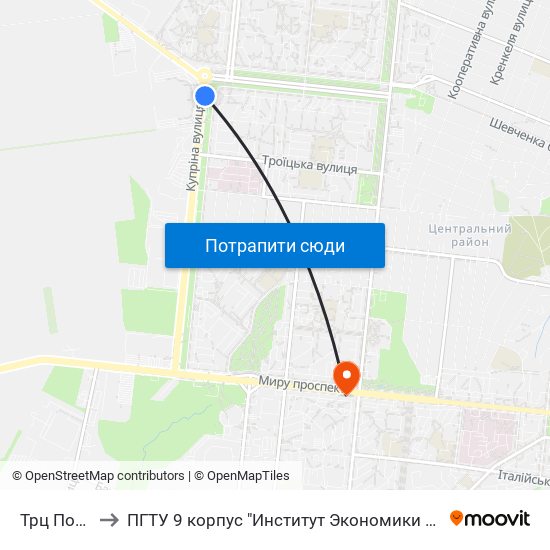 Трц Портcity to ПГТУ 9 корпус "Институт Экономики и Менеджмента" map