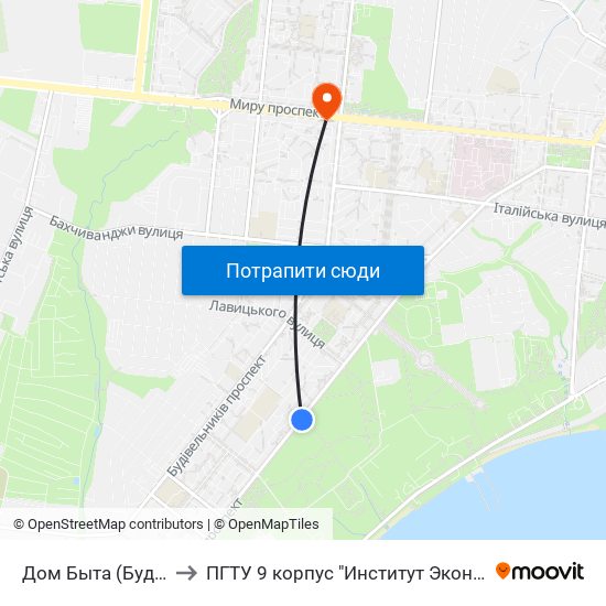 Дом Быта (Будинок Побуту) to ПГТУ 9 корпус "Институт Экономики и Менеджмента" map