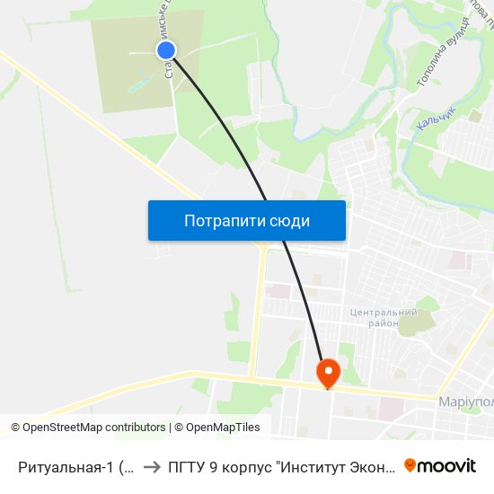 Ритуальная-1 (Ритуальна-1) to ПГТУ 9 корпус "Институт Экономики и Менеджмента" map