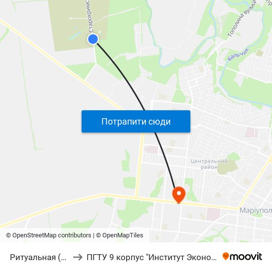 Ритуальная (Ритуальна) to ПГТУ 9 корпус "Институт Экономики и Менеджмента" map