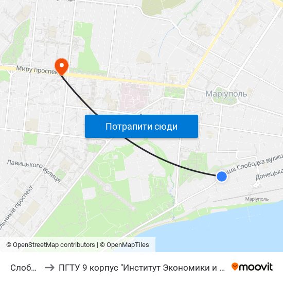 Слободка to ПГТУ 9 корпус "Институт Экономики и Менеджмента" map