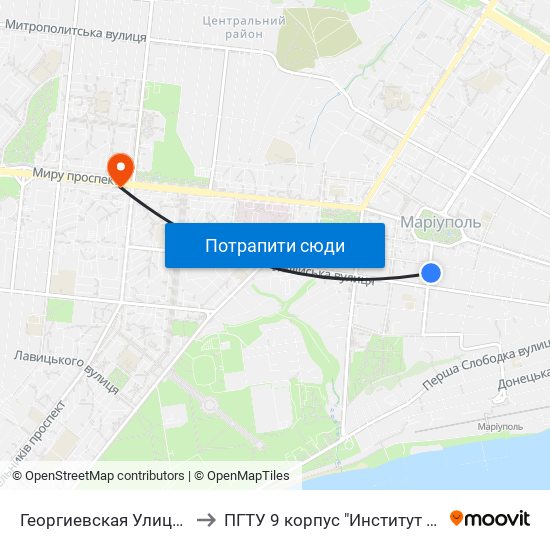 Георгиевская Улица (Георгіївська Вулиця) to ПГТУ 9 корпус "Институт Экономики и Менеджмента" map