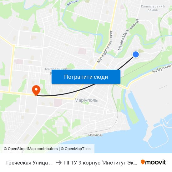 Греческая Улица (Грецька Вулиця) to ПГТУ 9 корпус "Институт Экономики и Менеджмента" map