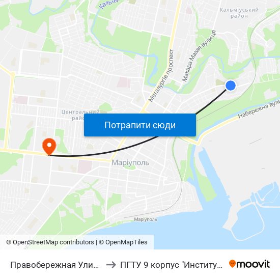Правобережная Улица (Правобережна Вулиця) to ПГТУ 9 корпус "Институт Экономики и Менеджмента" map