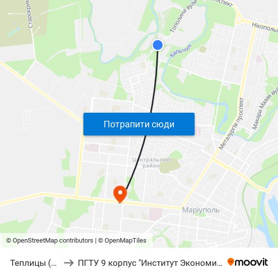 Теплицы (Теплиці) to ПГТУ 9 корпус "Институт Экономики и Менеджмента" map