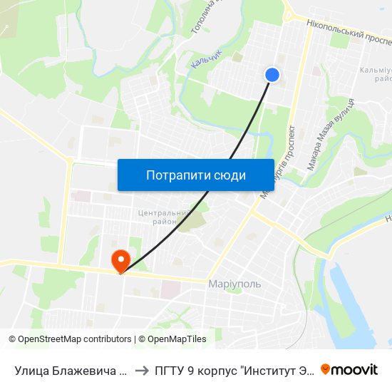 Улица Блажевича (Вулиця Блажевича) to ПГТУ 9 корпус "Институт Экономики и Менеджмента" map