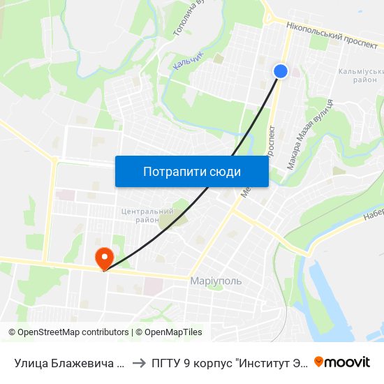 Улица Блажевича (Вулиця Блажевича) to ПГТУ 9 корпус "Институт Экономики и Менеджмента" map