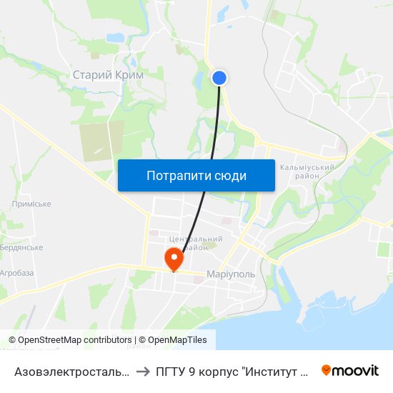 Азовэлектросталь (Азовелектросталь) to ПГТУ 9 корпус "Институт Экономики и Менеджмента" map