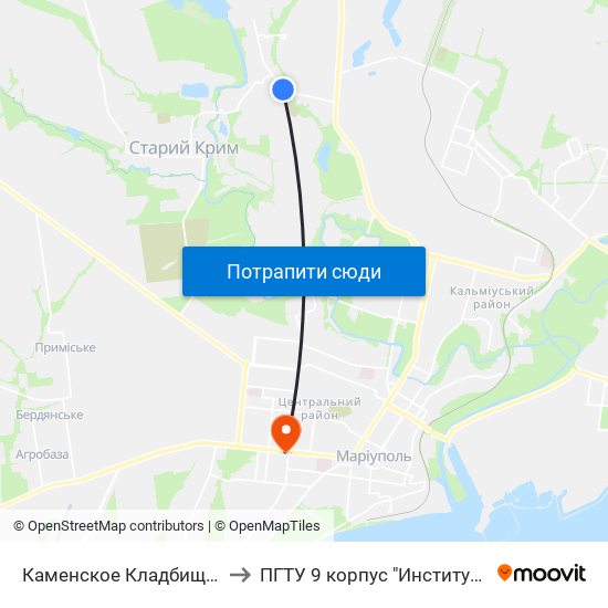 Каменское Кладбище (Каменське Кладовище) to ПГТУ 9 корпус "Институт Экономики и Менеджмента" map