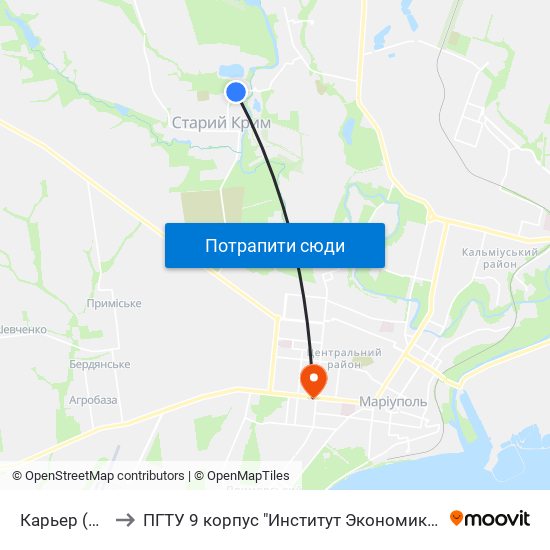 Карьер (Кар'Єр) to ПГТУ 9 корпус "Институт Экономики и Менеджмента" map