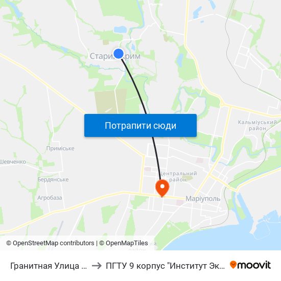 Гранитная Улица (Гранітна Вулиця) to ПГТУ 9 корпус "Институт Экономики и Менеджмента" map