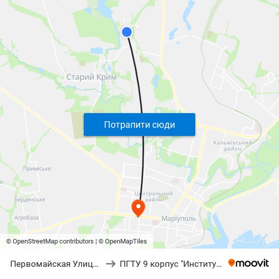 Первомайская Улица (Першотравнева Вулиця) to ПГТУ 9 корпус "Институт Экономики и Менеджмента" map