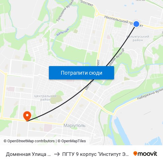 Доменная Улица (Доменна Вулиця) to ПГТУ 9 корпус "Институт Экономики и Менеджмента" map