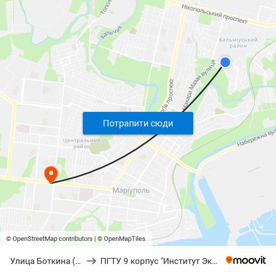 Улица Боткина (Вулиця Боткіна) to ПГТУ 9 корпус "Институт Экономики и Менеджмента" map