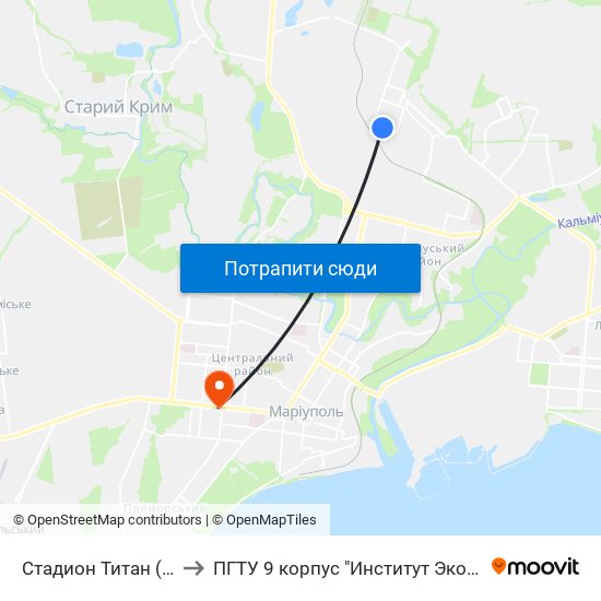 Стадион Титан (Стадіон Титан) to ПГТУ 9 корпус "Институт Экономики и Менеджмента" map