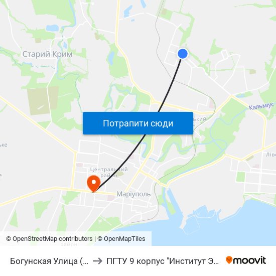 Богунская Улица (Богунська Вулиця) to ПГТУ 9 корпус "Институт Экономики и Менеджмента" map
