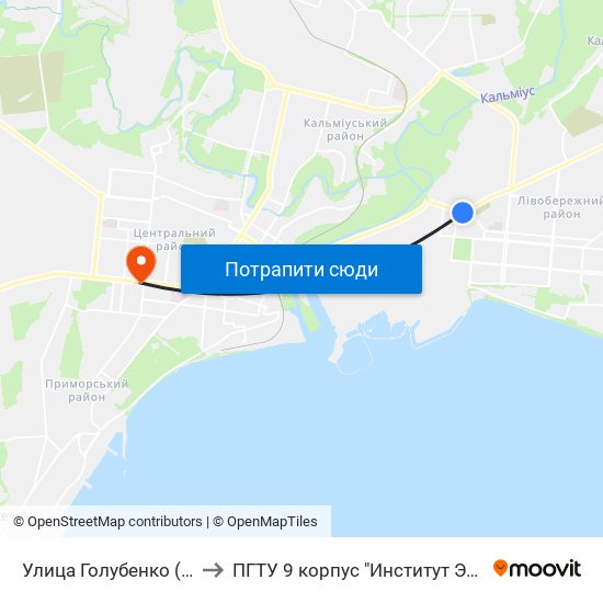 Улица Голубенко (Вулиця Голубенко) to ПГТУ 9 корпус "Институт Экономики и Менеджмента" map