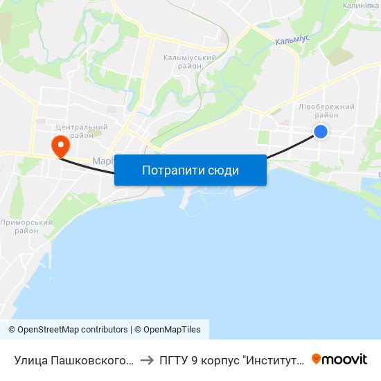 Улица Пашковского (Вулиця Пашковського) to ПГТУ 9 корпус "Институт Экономики и Менеджмента" map