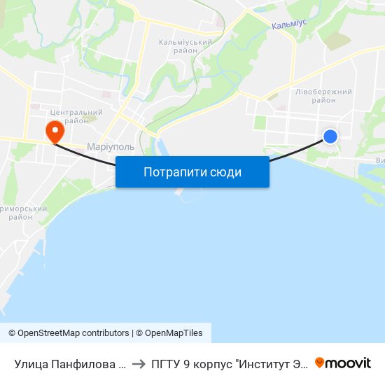 Улица Панфилова (Вулиця Панфілова) to ПГТУ 9 корпус "Институт Экономики и Менеджмента" map