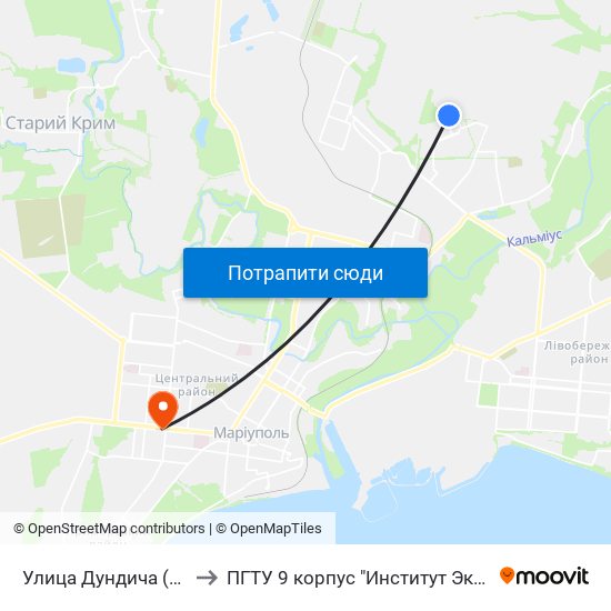 Улица Дундича (Вулиця Дундича) to ПГТУ 9 корпус "Институт Экономики и Менеджмента" map