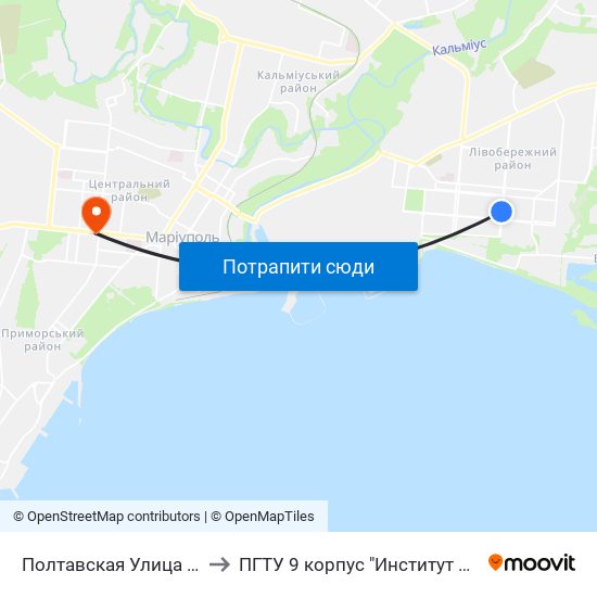 Полтавская Улица (Полтавська Вулиця) to ПГТУ 9 корпус "Институт Экономики и Менеджмента" map