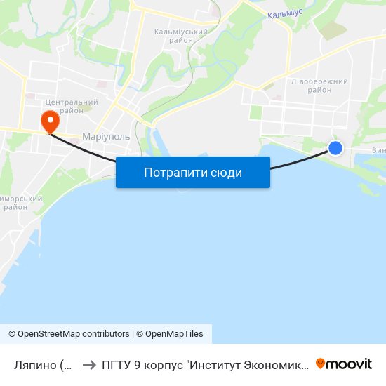 Ляпино (Ляпіне) to ПГТУ 9 корпус "Институт Экономики и Менеджмента" map