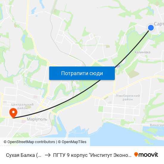 Сухая Балка (Суха Балка) to ПГТУ 9 корпус "Институт Экономики и Менеджмента" map