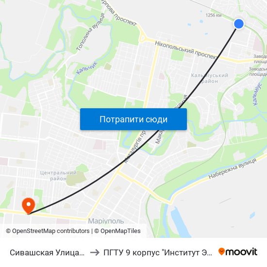 Сивашская Улица (Сиваська Вулиця) to ПГТУ 9 корпус "Институт Экономики и Менеджмента" map