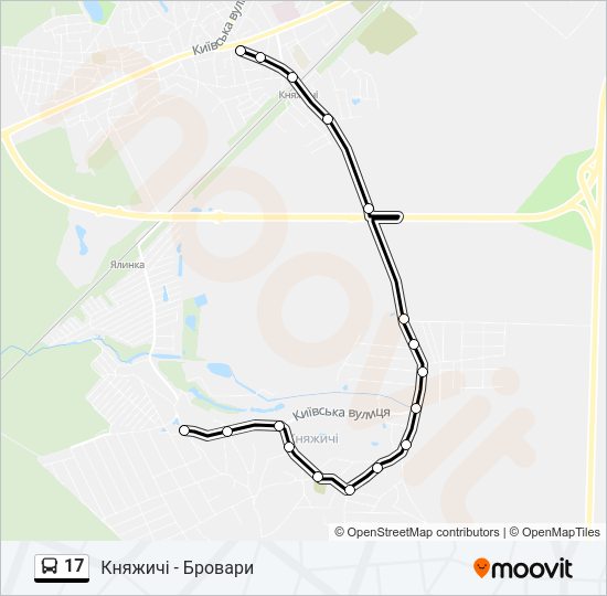 17 автобус Карта лінії