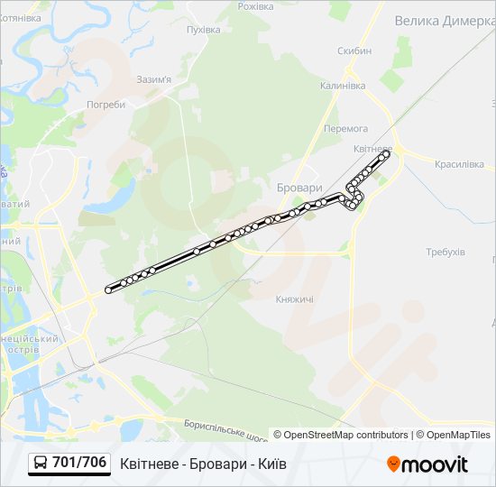 701/706 bus Line Map