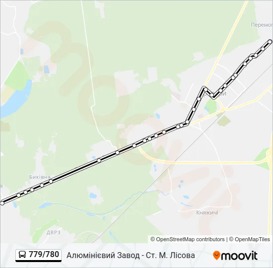 Автобус 779/780: карта маршрута