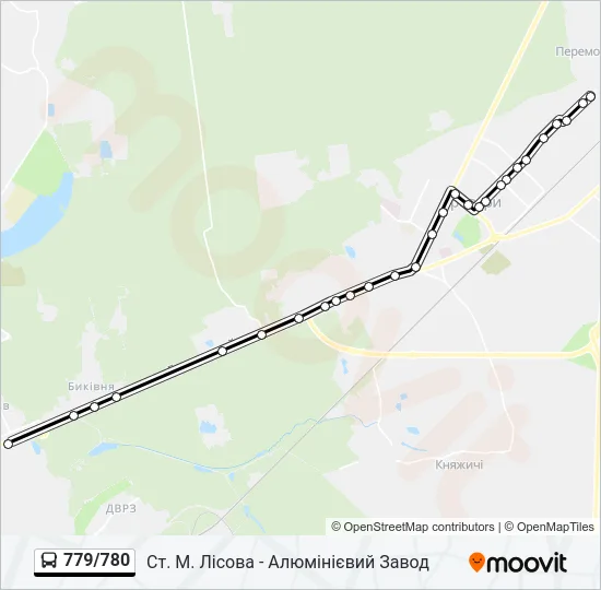 Автобус 779/780: карта маршрута
