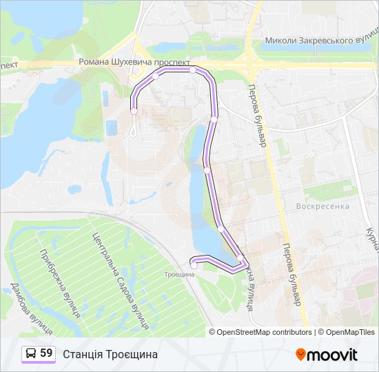 59 автобус Карта лінії