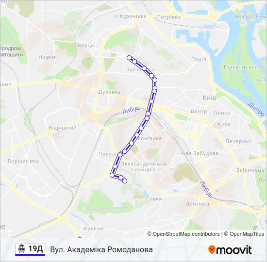 19Д Тролейбус Карта лінії