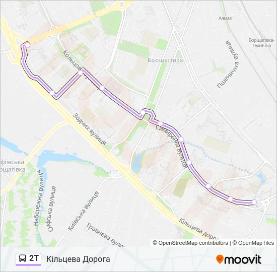 Автобус 2Т: карта маршрута