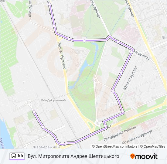 65 автобус Карта лінії