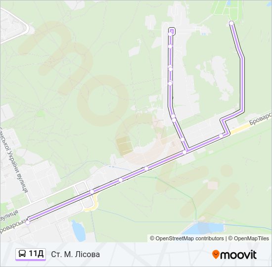 11Д автобус Карта лінії