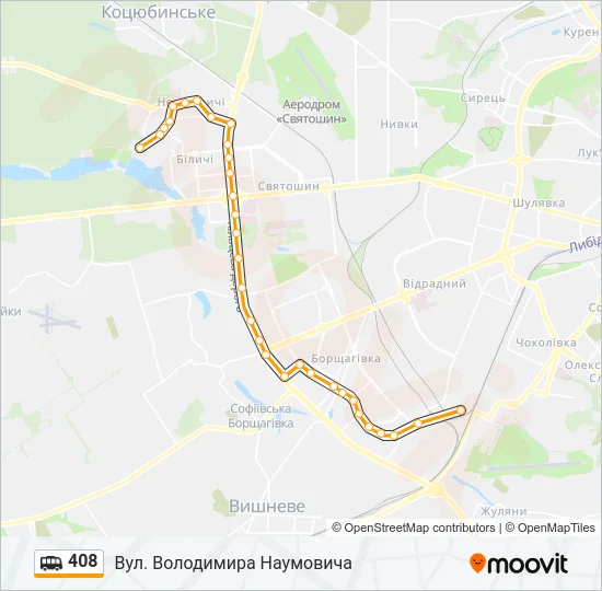 Маршрутка 408: карта маршрута