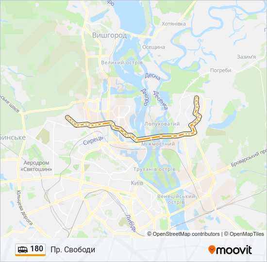 180 shuttle Line Map