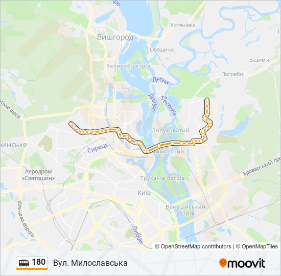 180 shuttle Line Map