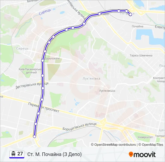 27 Тролейбус Карта лінії