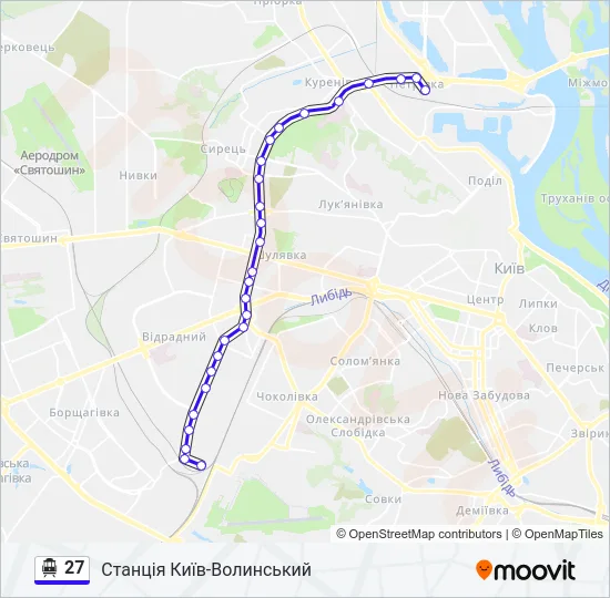 27 Тролейбус Карта лінії