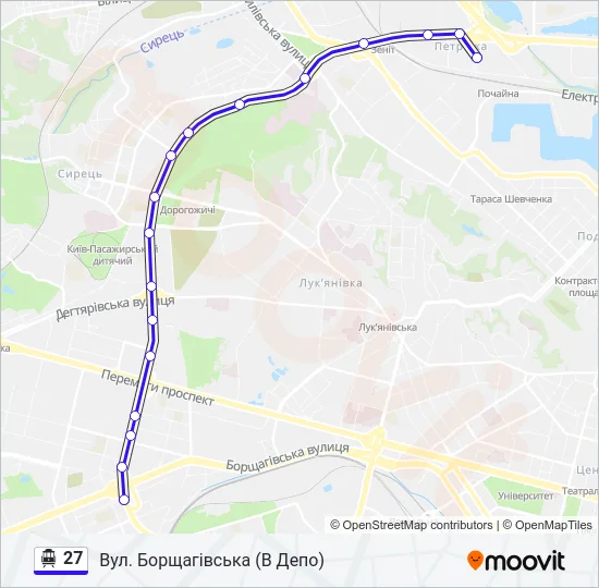 27 Тролейбус Карта лінії