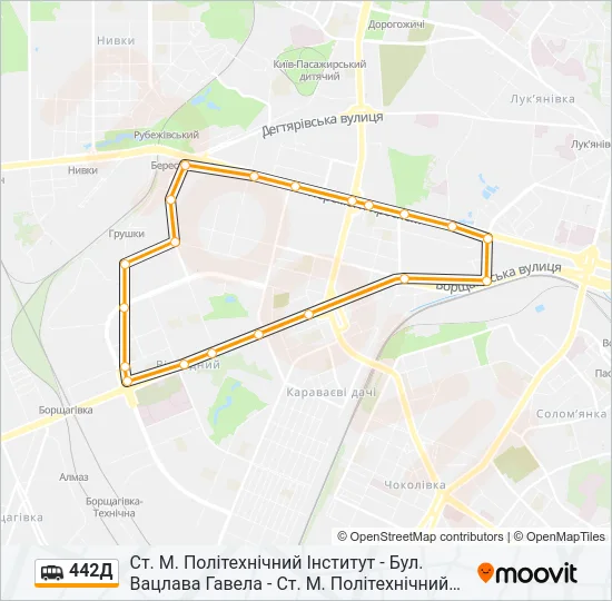 442Д shuttle Карта лінії