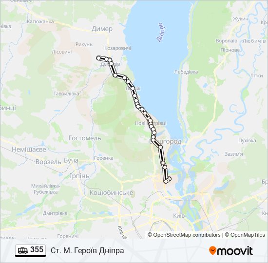 355 shuttle Line Map