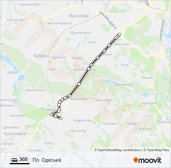 305 shuttle Карта лінії