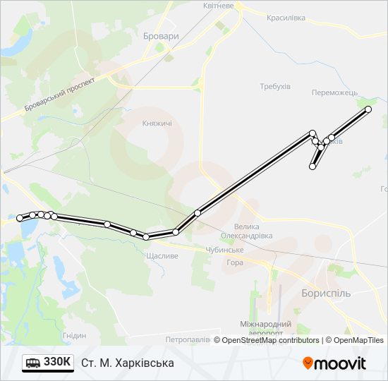330К shuttle Карта лінії